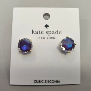 NWT Kate Spade Gold-Tone Bright Ideas Stud Earrings In Berry Purple